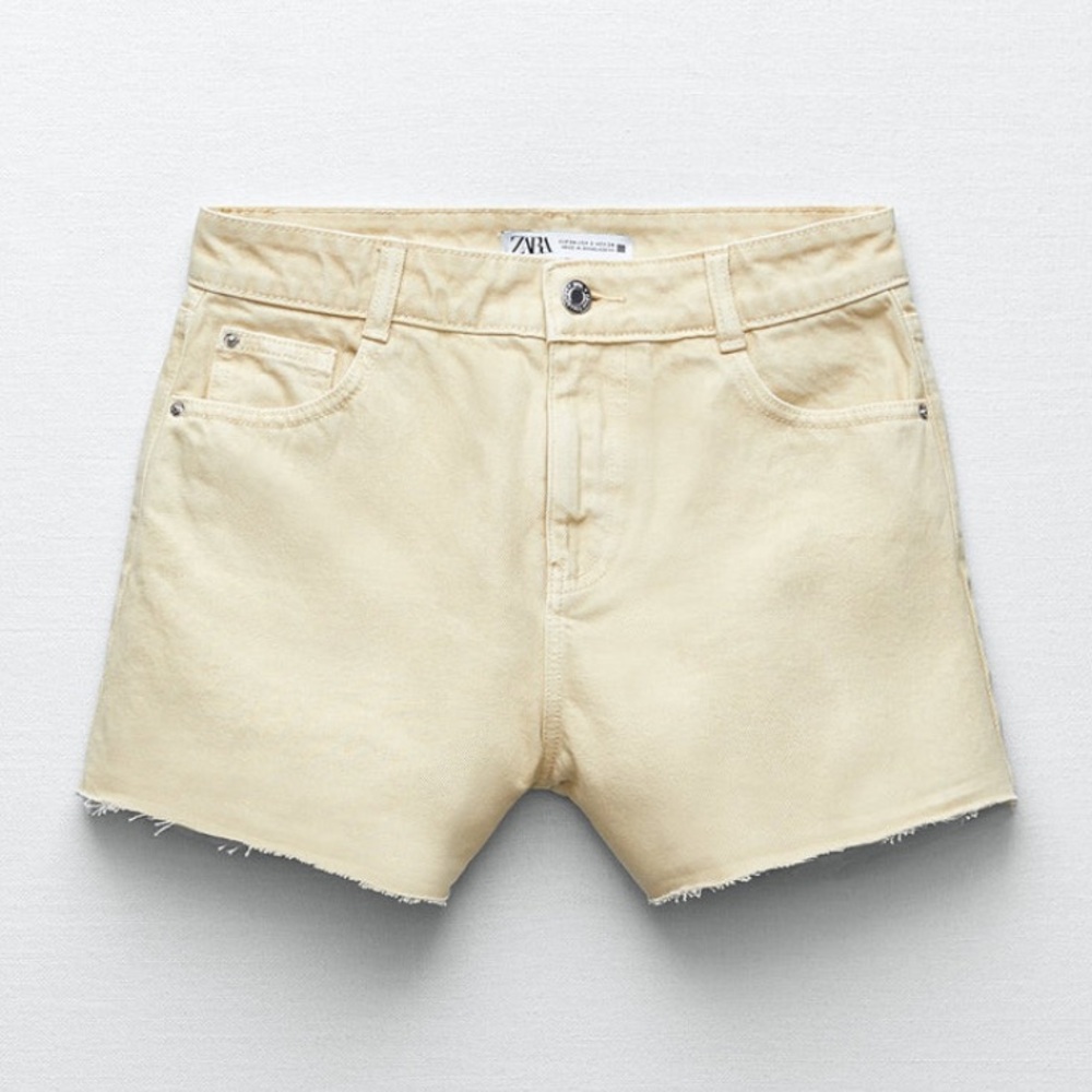 zara yellow denim shorts